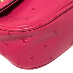 Pre Owned MICHAEL Michael Kors Fuchsia Embossed Ostrich Leather Zinnia Shoulder Bag