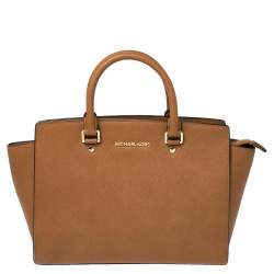 Pre Owned MICHAEL Michael Kors Brown Leather Large Selma Tote