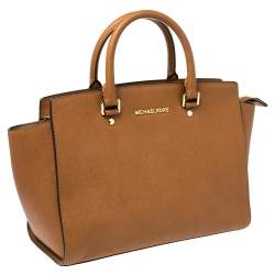 Pre Owned MICHAEL Michael Kors Brown Leather Large Selma Tote