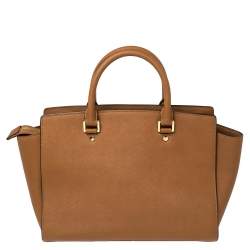 Pre Owned MICHAEL Michael Kors Brown Leather Large Selma Tote