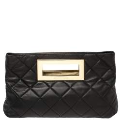 مملوكة مسبقًا MICHAEL Michael Kors Black Quilted Leather Berkley Clutch