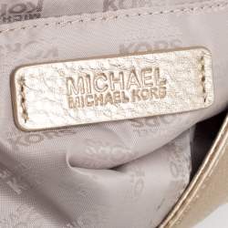 Pre Owned MICHAEL Michael Kors Metallic Gold Leather Turnlock Crossbody Bag