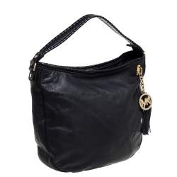 Pre Owned MICHAEL Michael Kors Black Leather Tassel Hobo 