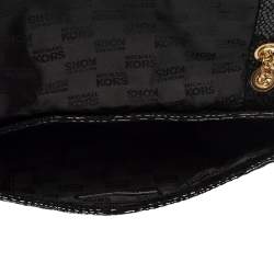 Pre Owned MICHAEL Michael Kors Black Python Effect Leather Hamilton Flap Shoulder Bag