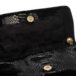 Pre Owned MICHAEL Michael Kors Black Python Effect Leather Hamilton Flap Shoulder Bag