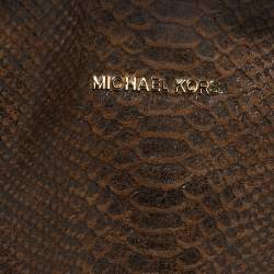 MICHAEL Michael Kors Dark Brown Python Embossed Leather Bedford Tote