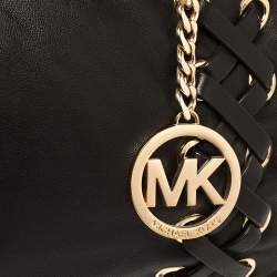 Pre Owned MICHAEL Michael Kors Dark Brown Leather Braided Handle Satchel