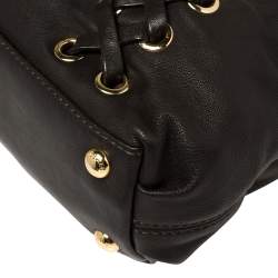 Pre Owned MICHAEL Michael Kors Dark Brown Leather Braided Handle Satchel