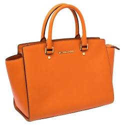 مملوكة مسبقًا Michael Kors Orange Saffiano Leather Medium Selma Tote