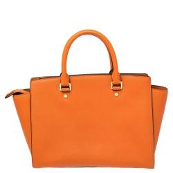 مملوكة مسبقًا Michael Kors Orange Saffiano Leather Medium Selma Tote