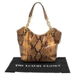 MICHAEL Michael Kors Brown Snakeskin Effect Leather Lilly Hobo