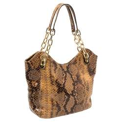 MICHAEL Michael Kors Brown Snakeskin Effect Leather Lilly Hobo