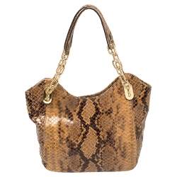 MICHAEL Michael Kors Brown Snakeskin Effect Leather Lilly Hobo