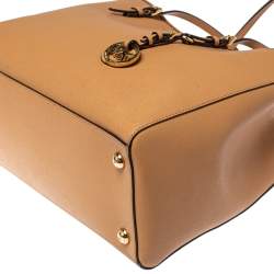 Pre Owned MICHAEL Michael Kors Tan Leather Jet Set Travel Tote 