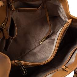 Pre Owned MICHAEL Michael Kors Tan Leather Jet Set Travel Tote 