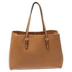 Pre Owned MICHAEL Michael Kors Tan Leather Jet Set Travel Tote 