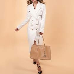 Pre Owned MICHAEL Michael Kors Tan Leather Jet Set Travel Tote 