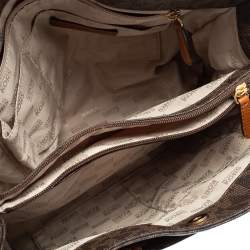 Pre Owned MICHAEL Michael Kors Brown Signature Coated Canvas and Leather Hamilton Tote