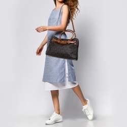 Pre Owned MICHAEL Michael Kors Brown Signature Coated Canvas and Leather Hamilton Tote