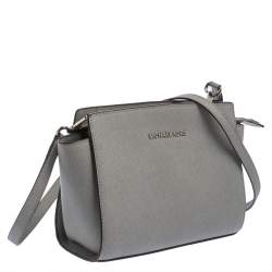 Pre Owned MICHAEL Michael Kors Grey Leather Medium Selma Crossbody Bag