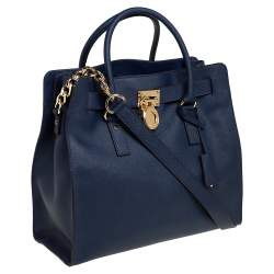 Pre Owned MICHAEL Michael Kors Blue Saffiano Leather Large Hamilton North South Tote