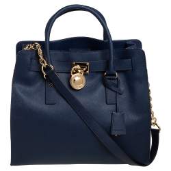 Pre Owned MICHAEL Michael Kors Blue Saffiano Leather Large Hamilton North South Tote