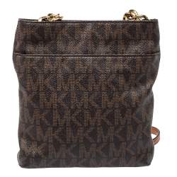 مملوكة مسبقًا حقيبة كروس مايكل كورس هاميلتون كانفاس مقوى بني فاتح/بني وجلد