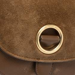 مملوكة مسبقًا MICHAEL Michael Kors Brown Leather and Suede Medium Isadore Top Handle Bag