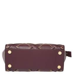Pre Owned Michael Kors Burgundy Leather Medium Selma Diamond Grommet Satchel