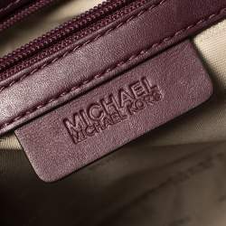 Pre Owned Michael Kors Burgundy Leather Medium Selma Diamond Grommet Satchel