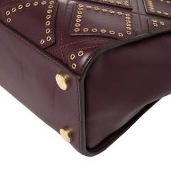 Pre Owned Michael Kors Burgundy Leather Medium Selma Diamond Grommet Satchel