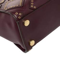 Pre Owned Michael Kors Burgundy Leather Medium Selma Diamond Grommet Satchel