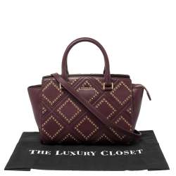 Pre Owned Michael Kors Burgundy Leather Medium Selma Diamond Grommet Satchel