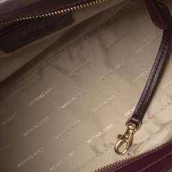 Pre Owned Michael Kors Burgundy Leather Medium Selma Diamond Grommet Satchel