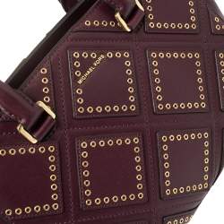 Pre Owned Michael Kors Burgundy Leather Medium Selma Diamond Grommet Satchel
