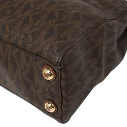 Pre Owned Michael Michael Kors Brown Signature Coated Canvas Small Cynthia Tote