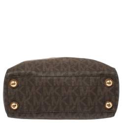 Pre Owned Michael Michael Kors Brown Signature Coated Canvas Small Cynthia Tote