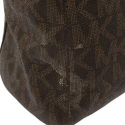 Pre Owned Michael Michael Kors Brown Signature Coated Canvas Small Cynthia Tote