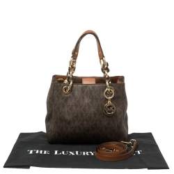 Pre Owned Michael Michael Kors Brown Signature Coated Canvas Small Cynthia Tote