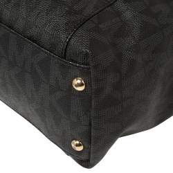 Pre Owned حقيبة يد مايكل مايكل كوررس جيت سيت كانفاس مقوى مطبوع نقشة شعار الماركة أسود