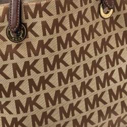 MICHAEL Michael Kors Beige/Brown Signature Canvas and Leather Jet Set Tote