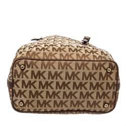 MICHAEL Michael Kors Beige/Brown Signature Canvas and Leather Jet Set Tote