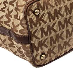 MICHAEL Michael Kors Beige/Brown Signature Canvas and Leather Jet Set Tote