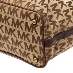 MICHAEL Michael Kors Beige/Brown Signature Canvas and Leather Jet Set Tote