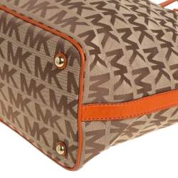 مملوكة مسبقًا MICHAEL Michael Kors Beige/Orange Signature Canvas and Leather Tote