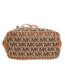 مملوكة مسبقًا MICHAEL Michael Kors Beige/Orange Signature Canvas and Leather Tote