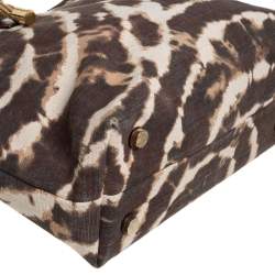 Pre Owned حقيبة يد مايكل مايكل كورس يد حبل كانفاس مطبوع بيج و بني 