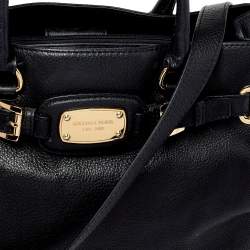 Pre Owned MICHAEL Michael Kors Black Leather Hamilton East West Tote