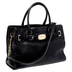 Pre Owned MICHAEL Michael Kors Black Leather Hamilton East West Tote
