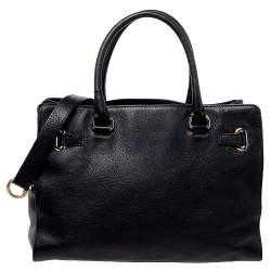 Pre Owned MICHAEL Michael Kors Black Leather Hamilton East West Tote